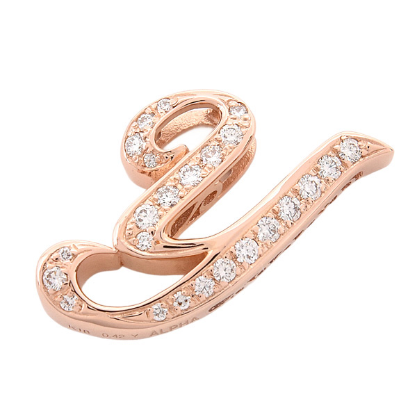 ゆきざき ペンダント アルファ イニシャルY ダイヤ ペンダントトップ D0.42ct Mサイズ ピンクゴールド YUKIZAKI K18PG 中古