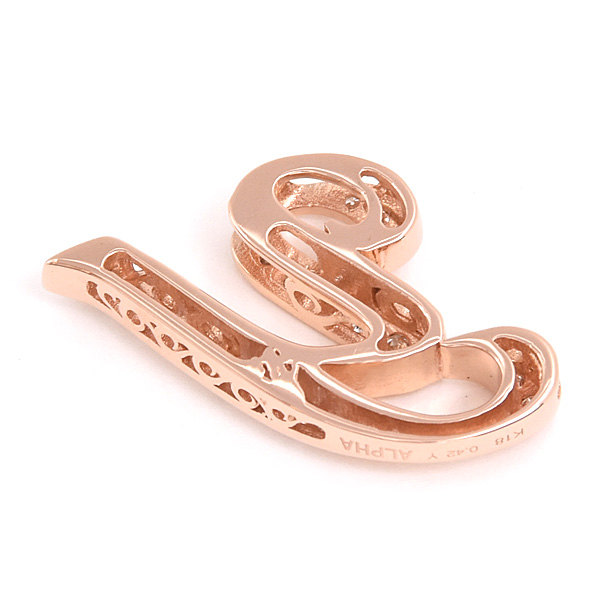 ゆきざき ペンダント アルファ イニシャルY ダイヤ ペンダントトップ D0.42ct Mサイズ ピンクゴールド YUKIZAKI K18PG 中古