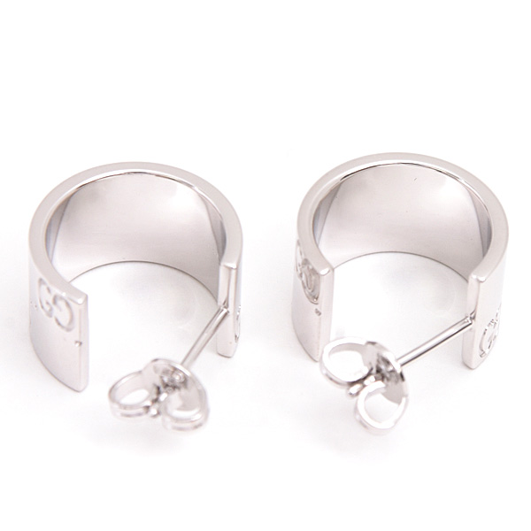 グッチ ピアス レディース アイコン ワイド フープ ホワイトゴールド 750WG GUCCI 中古