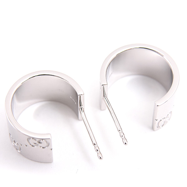 グッチ ピアス レディース アイコン ワイド フープ ホワイトゴールド 750WG GUCCI 中古