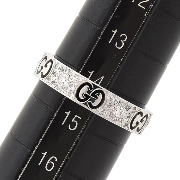 グッチ 指輪 レディース アイコン スターダスト フルダイヤ リング 15号 14号強 ホワイトゴールド 750WG GUCCI 中古