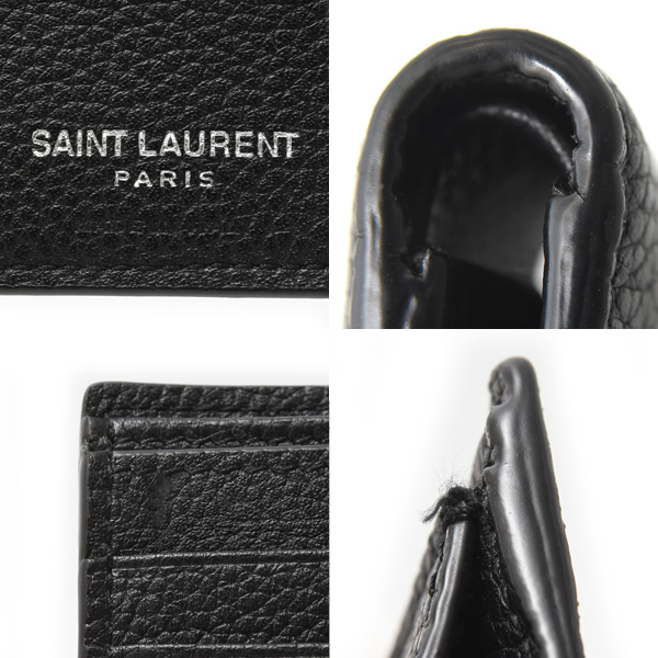 サンローラン 財布 メンズ カサンドラ シャドウ ウエスト ウォレット 二つ折り財布 カーフ ブラック SAINT LAURENT 687104 中古