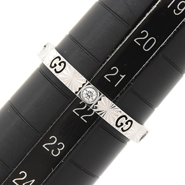 グッチ 指輪 メンズ 1Pダイヤ アイコン ハート リング 23号 実寸21.5号 ホワイトゴールド 750WG GUCCI 中古