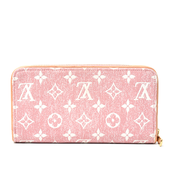 ルイヴィトン 財布 レディース モノグラムジャガードデニム ジッピーウォレット ラウンドファスナー ピンク Louis Vuitton M81182 中古