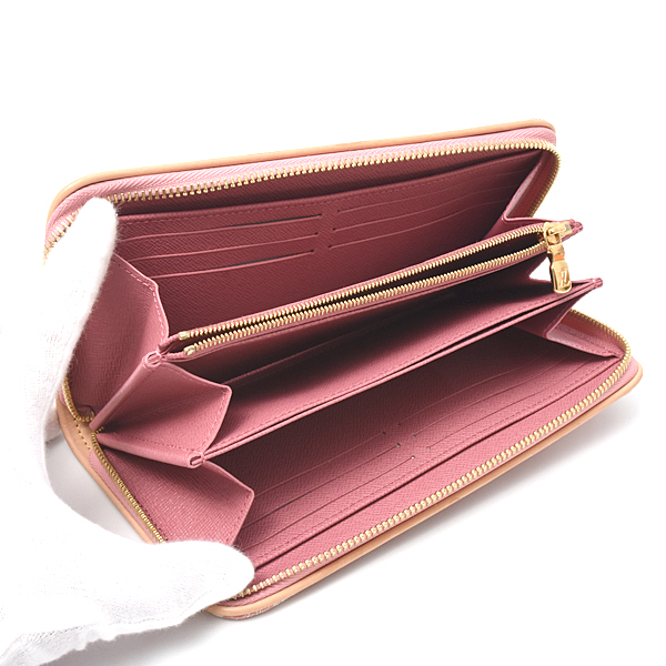 ルイヴィトン 財布 レディース モノグラムジャガードデニム ジッピーウォレット ラウンドファスナー ピンク Louis Vuitton M81182 中古