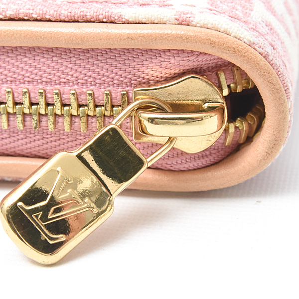 ルイヴィトン 財布 レディース モノグラムジャガードデニム ジッピーウォレット ラウンドファスナー ピンク Louis Vuitton M81182 中古