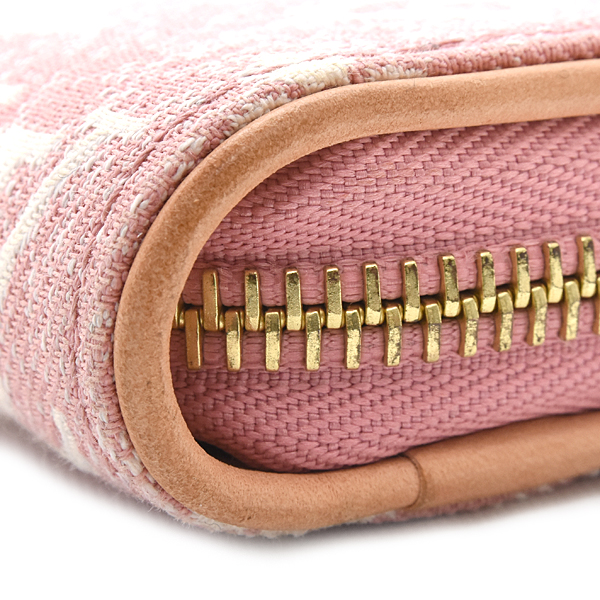 ルイヴィトン 財布 レディース モノグラムジャガードデニム ジッピーウォレット ラウンドファスナー ピンク Louis Vuitton M81182 中古