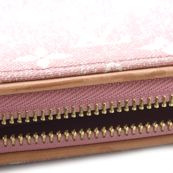 ルイヴィトン 財布 レディース モノグラムジャガードデニム ジッピーウォレット ラウンドファスナー ピンク Louis Vuitton M81182 中古