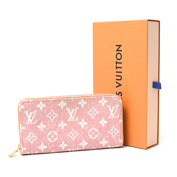 ルイヴィトン 財布 レディース モノグラムジャガードデニム ジッピーウォレット ラウンドファスナー ピンク Louis Vuitton M81182 中古