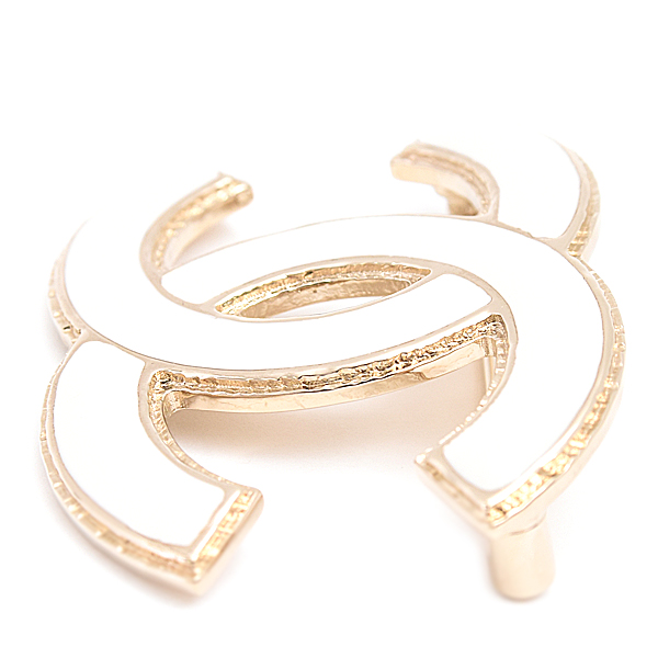 シャネル ブローチ レディース ココマークブローチ ゴールドメッキ ゴールド ホワイト系 CHANEL GP 中古