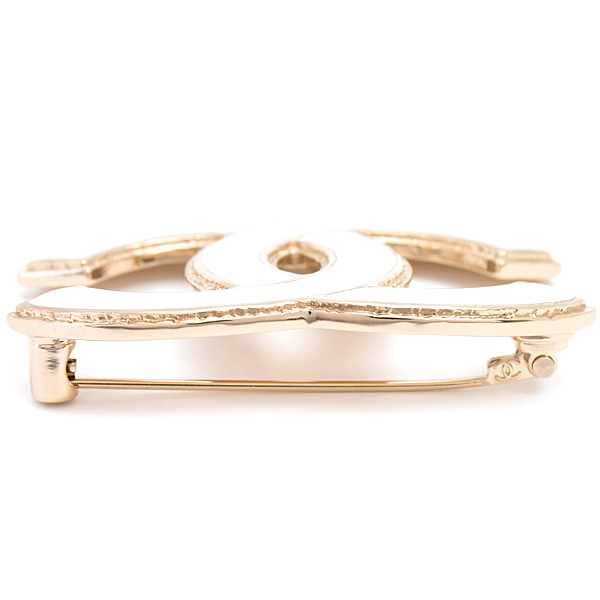 シャネル ブローチ レディース ココマークブローチ ゴールドメッキ ゴールド ホワイト系 CHANEL GP 中古