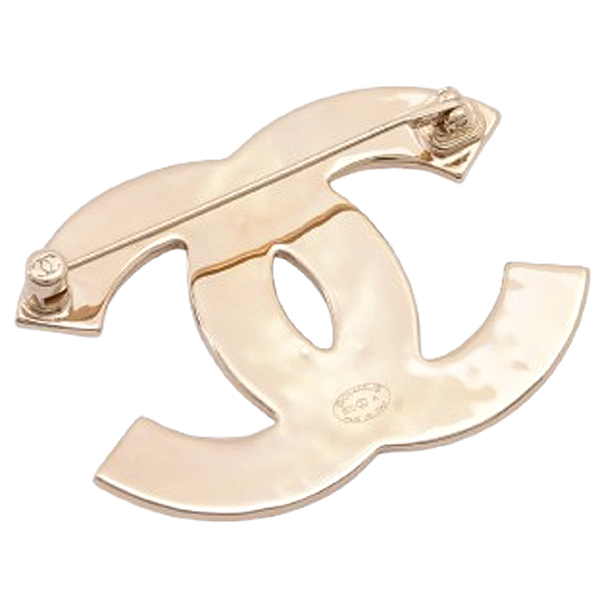 シャネル ブローチ レディース ココマークブローチ ゴールドメッキ ゴールド ホワイト系 CHANEL GP 中古