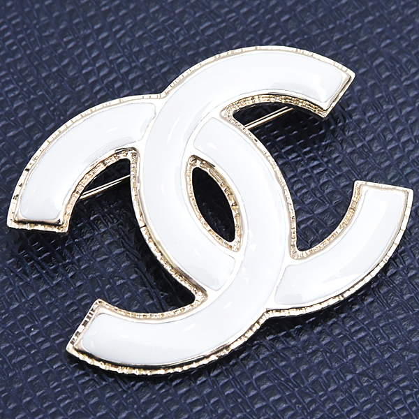 シャネル ブローチ レディース ココマークブローチ ゴールドメッキ ゴールド ホワイト系 CHANEL GP 中古