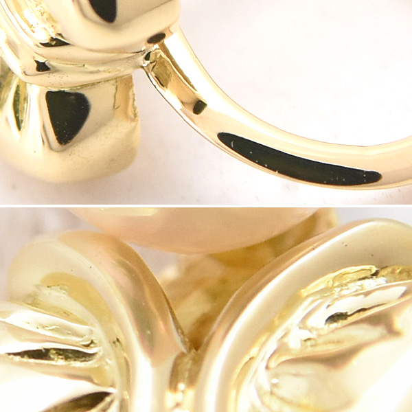 クリスチャンディオール イヤリング レディース 1Pパール 5.7mm珠 リボン 蝶 バタフライ イエローゴールド 真珠 Christian Dior 750YG 中古