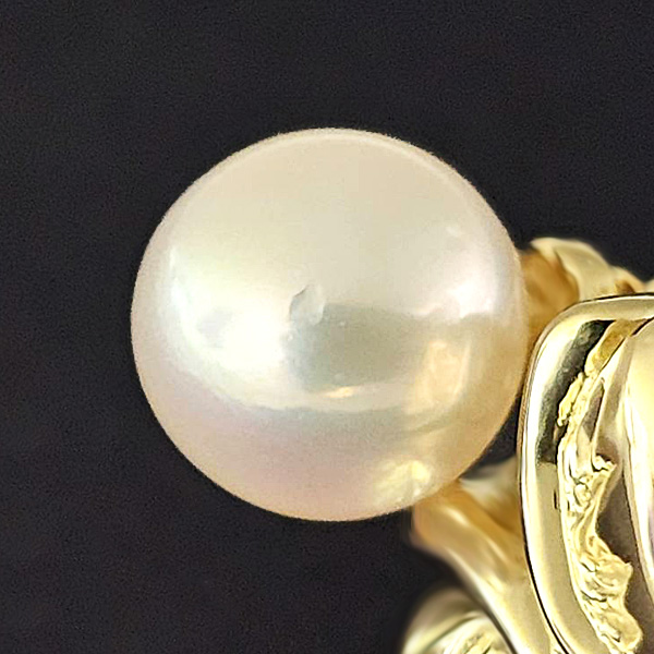 クリスチャンディオール イヤリング レディース 1Pパール 5.7mm珠 リボン 蝶 バタフライ イエローゴールド 真珠 Christian Dior 750YG 中古