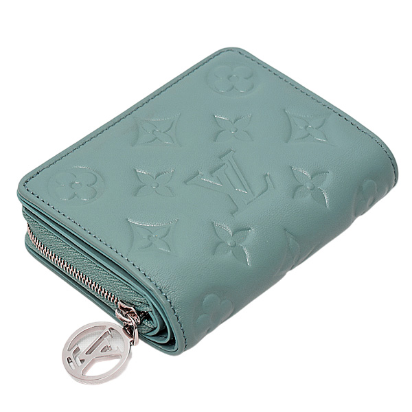 ルイヴィトン 財布 レディース ポルトフォイユ ルー クッサン モノグラム ラムレザー ブルー グラシエール Louis Vuitton M81709 中古