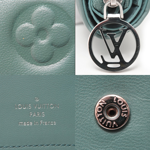 ルイヴィトン 財布 レディース ポルトフォイユ ルー クッサン モノグラム ラムレザー ブルー グラシエール Louis Vuitton M81709 中古