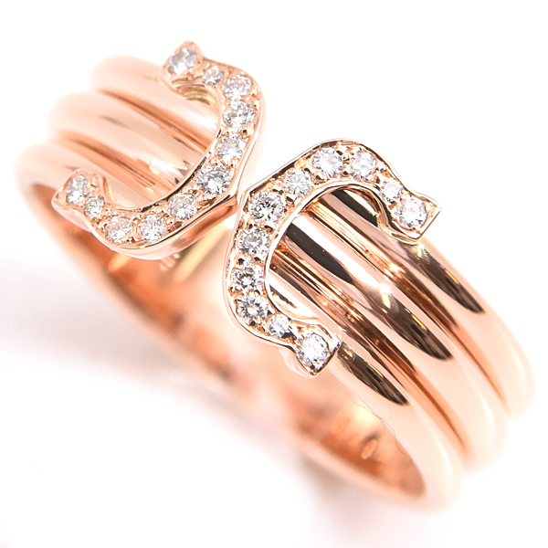 カルティエ 指輪 レディース 2C ダイヤモンドリング 150周年 限定 55号 ピンクゴールド Cartier 750PG 中古