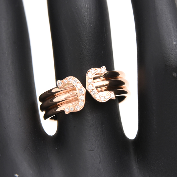 カルティエ 指輪 レディース 2C ダイヤモンドリング 150周年 限定 55号 ピンクゴールド Cartier 750PG 中古