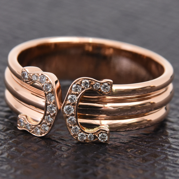 カルティエ 指輪 レディース 2C ダイヤモンドリング 150周年 限定 55号 ピンクゴールド Cartier 750PG 中古