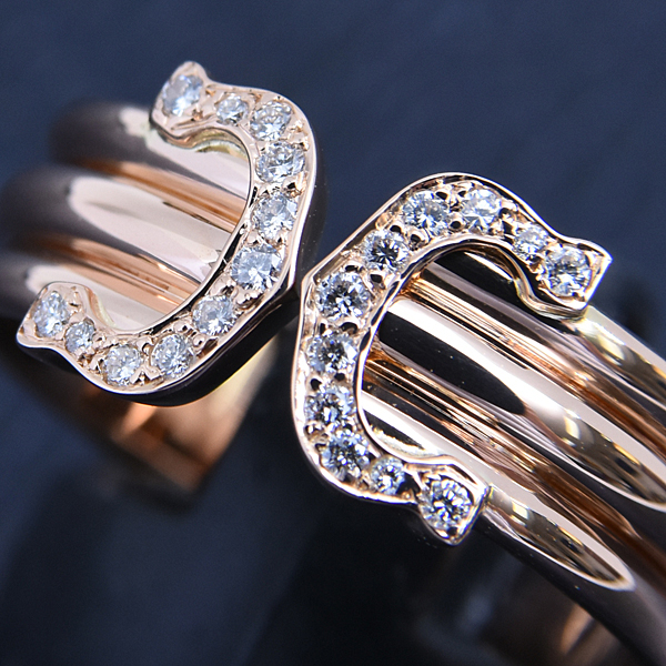 カルティエ 指輪 レディース 2C ダイヤモンドリング 150周年 限定 55号 ピンクゴールド Cartier 750PG 中古