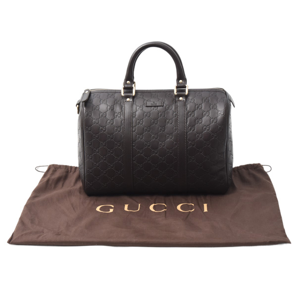 グッチ バッグ レディース メンズ ボストンバッグ グッチシマ カーフ ブラウン GUCCI 265697 中古