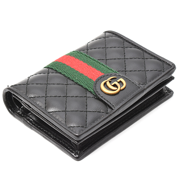 グッチ 財布 レディース GGマーモント キルティング2つ折り財布 コンパクトウォレット ブラック カーフ GUCCI 536453 中古