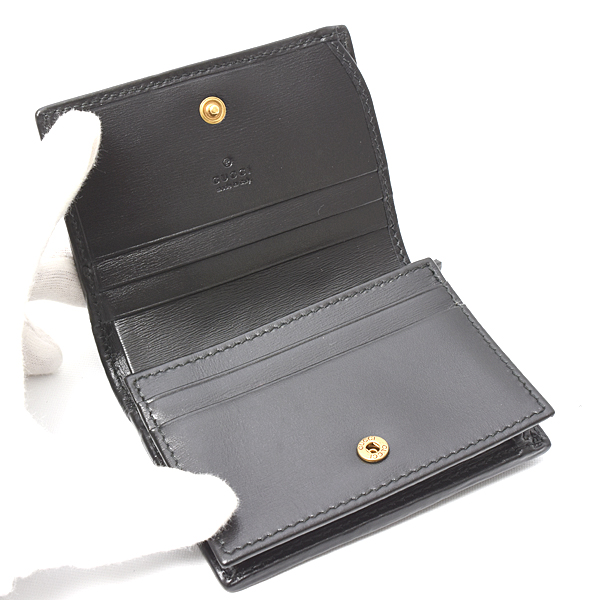 グッチ 財布 レディース GGマーモント キルティング2つ折り財布 コンパクトウォレット ブラック カーフ GUCCI 536453 中古