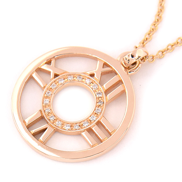 ティファニー ネックレス レディース オープンアトラス メダリオン ダイヤ ペンダント ピンクゴールド 750PG TIFFANY 中古