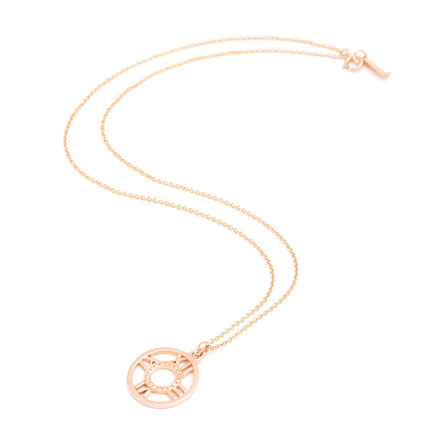 ティファニー ネックレス レディース オープンアトラス メダリオン ダイヤ ペンダント ピンクゴールド 750PG TIFFANY 中古