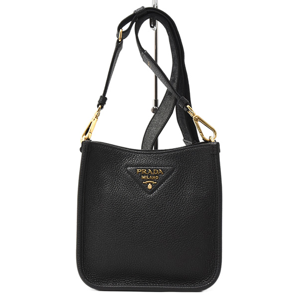 プラダ バッグ レディース メンズ ヴィッテロダイノ ソフトレザー ミニショルダーバッグ カーフ NERO PRADA 1BH191 中古