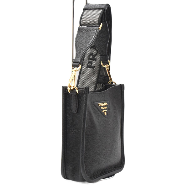 プラダ バッグ レディース メンズ ヴィッテロダイノ ソフトレザー ミニショルダーバッグ カーフ NERO PRADA 1BH191 中古