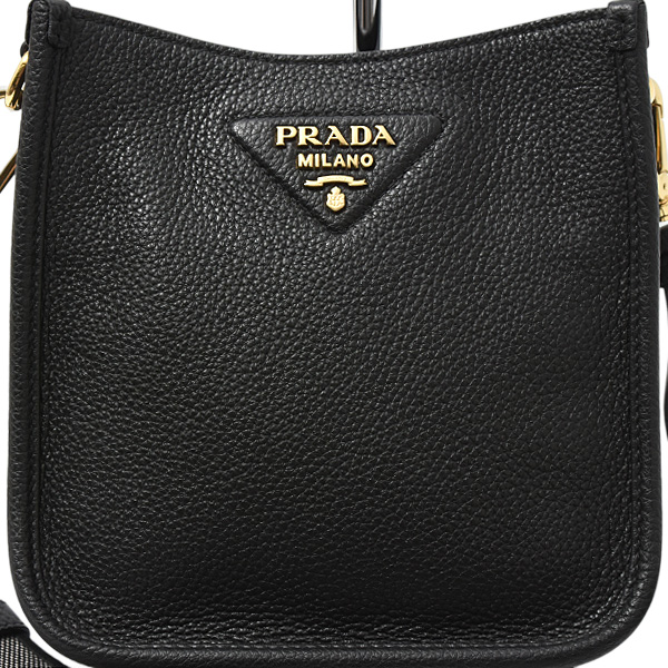 プラダ バッグ レディース メンズ ヴィッテロダイノ ソフトレザー ミニショルダーバッグ カーフ NERO PRADA 1BH191 中古