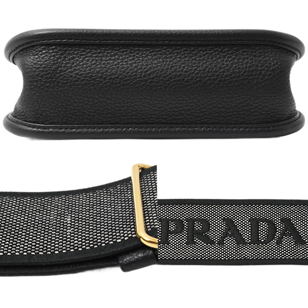 プラダ バッグ レディース メンズ ヴィッテロダイノ ソフトレザー ミニショルダーバッグ カーフ NERO PRADA 1BH191 中古