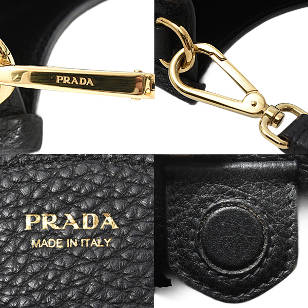 プラダ バッグ レディース メンズ ヴィッテロダイノ ソフトレザー ミニショルダーバッグ カーフ NERO PRADA 1BH191 中古