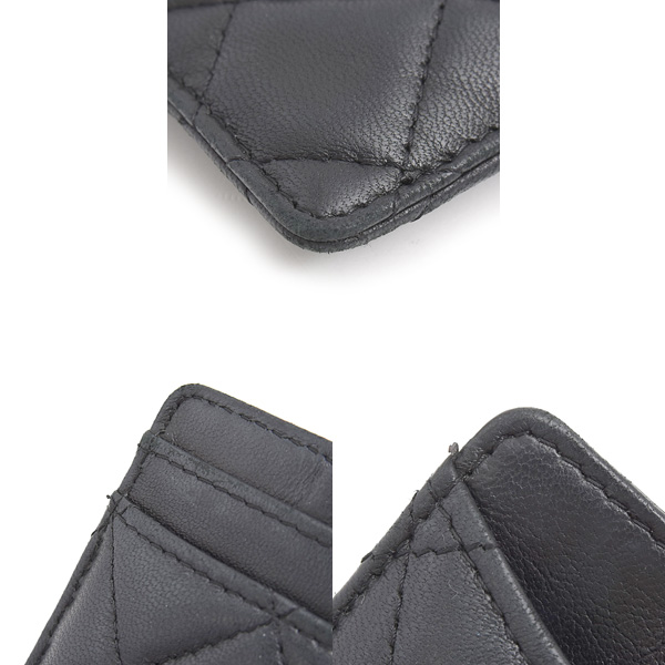 シャネル カードケース レディース マトラッセ チェーンストラップ パスケース ラムスキン ブラック CHANEL A01745 中古