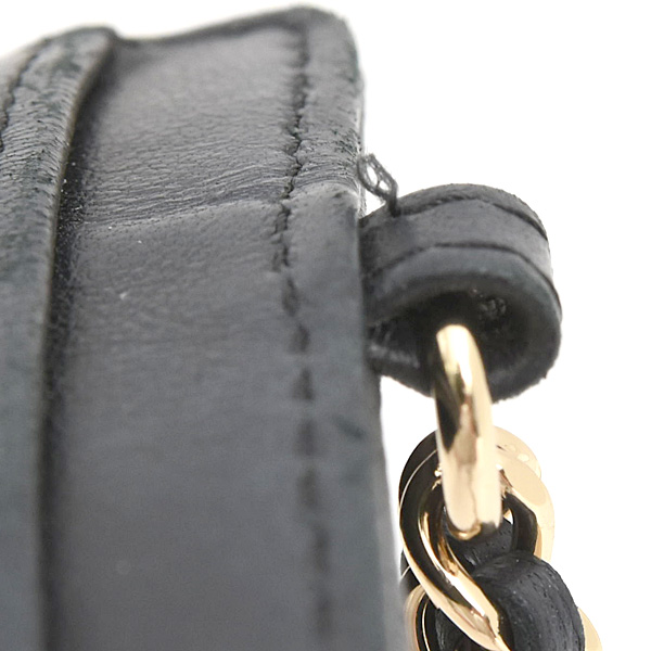 シャネル カードケース レディース マトラッセ チェーンストラップ パスケース ラムスキン ブラック CHANEL A01745 中古