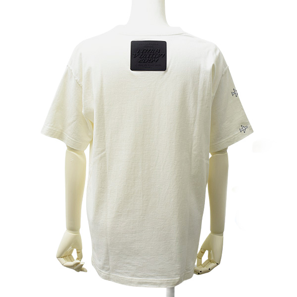 ルイヴィトン 衣料品 メンズ LVプレーンプリント クルーネック 半袖 Tシャツ 飛行機 ロゴ XS コットン オフホワイト Louis Vuitton RM201G NPL HIY38W 中古