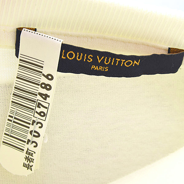 ルイヴィトン 衣料品 メンズ LVプレーンプリント クルーネック 半袖 Tシャツ 飛行機 ロゴ XS コットン オフホワイト Louis Vuitton RM201G NPL HIY38W 中古