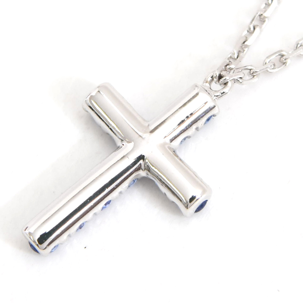 カルティエ ネックレス レディース シンボル クロス サファイア ネックレス ホワイトゴールド Cartier 750WG 中古