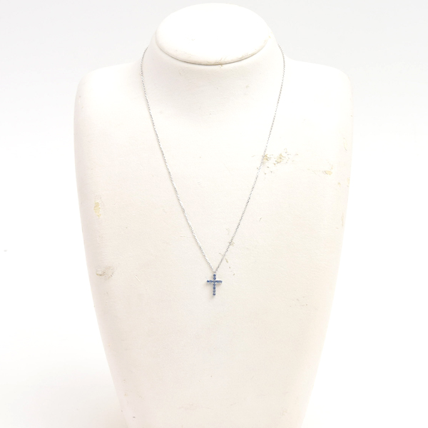 カルティエ ネックレス レディース シンボル クロス サファイア ネックレス ホワイトゴールド Cartier 750WG 中古