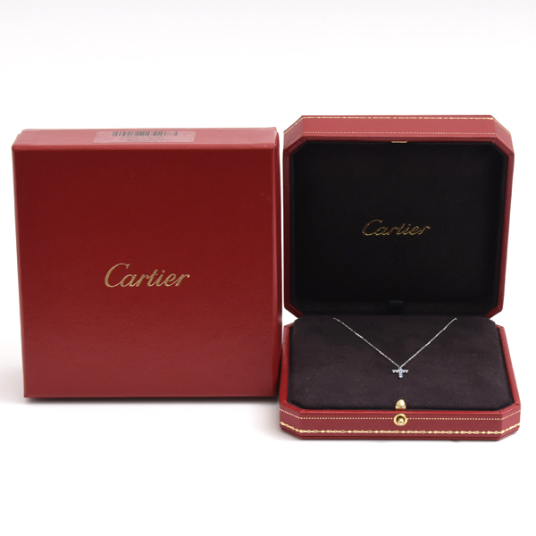 カルティエ ネックレス レディース シンボル クロス サファイア ネックレス ホワイトゴールド Cartier 750WG 中古