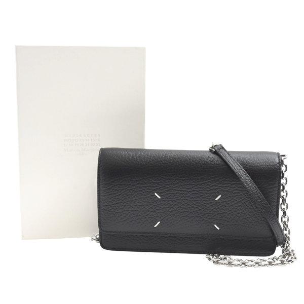 メゾンマルジェラ バッグ レディース チェーン ウォレット ショルダーバッグ カーフレザー ブラック Maison Margiela 中古