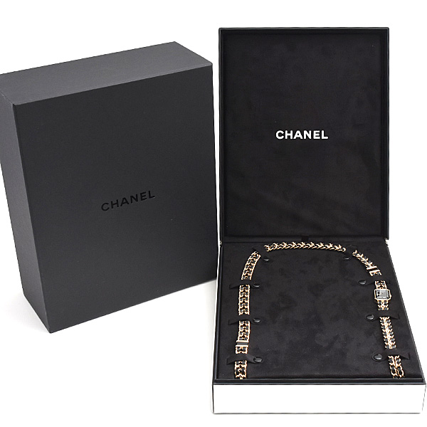 シャネル 時計 レディース プルミエール サウンドウォッチ 電池式 ブラック文字盤 イヤホン ネックレス GP CHANEL H10166 中古