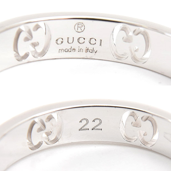 グッチ　指輪 メンズ アイコン スターダスト ダイヤ リング 22号 実寸20.5号 ホワイトゴールド 750WG GUCCI 中古