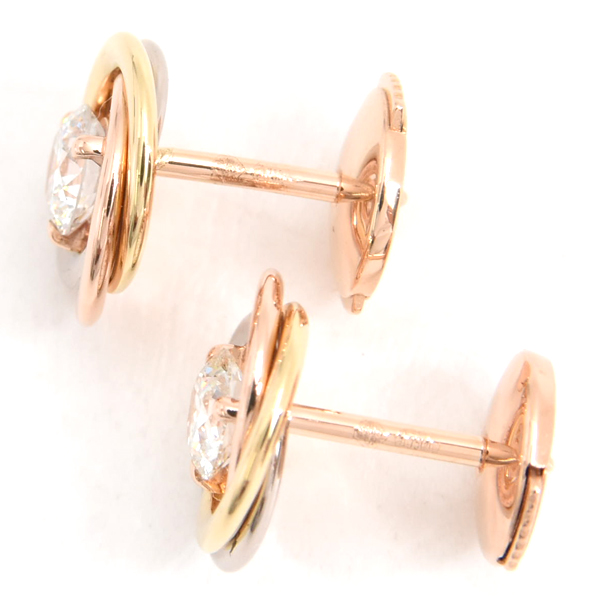 カルティエ ピアス レディース トリニティ ダイヤモンド ピアス ゴールド Cartier 750YG×WG×PG 中古
