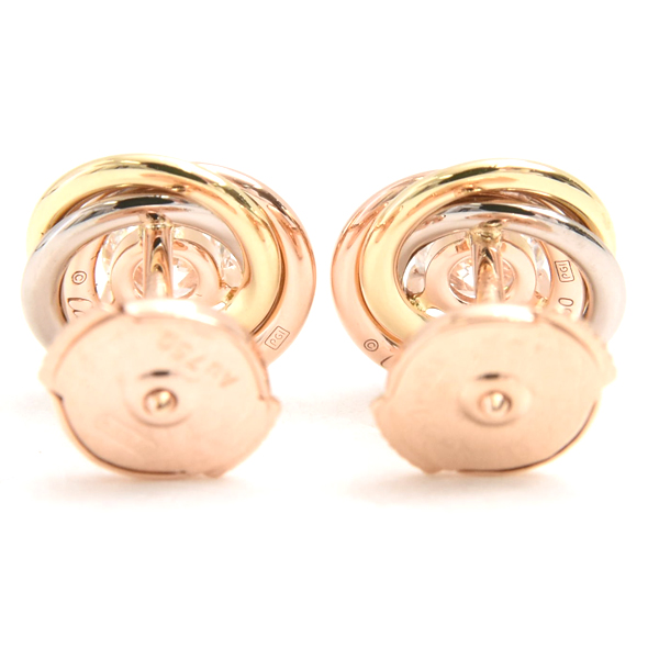 カルティエ ピアス レディース トリニティ ダイヤモンド ピアス ゴールド Cartier 750YG×WG×PG 中古