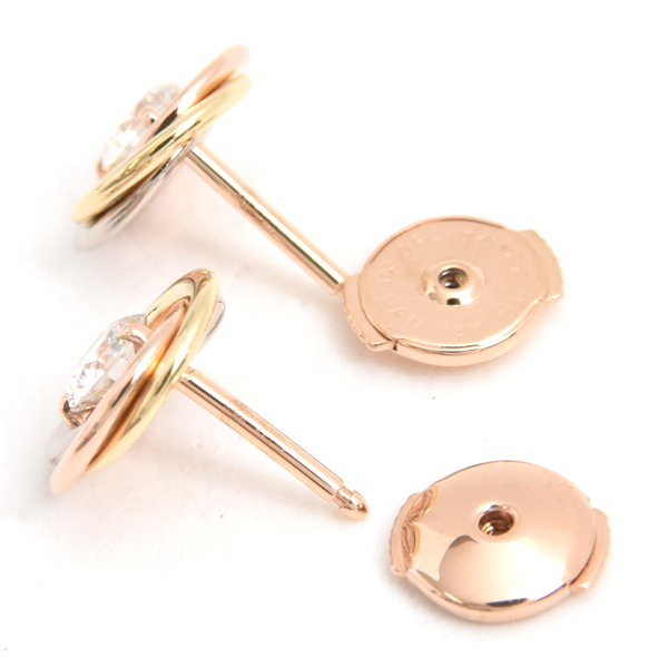 カルティエ ピアス レディース トリニティ ダイヤモンド ピアス ゴールド Cartier 750YG×WG×PG 中古