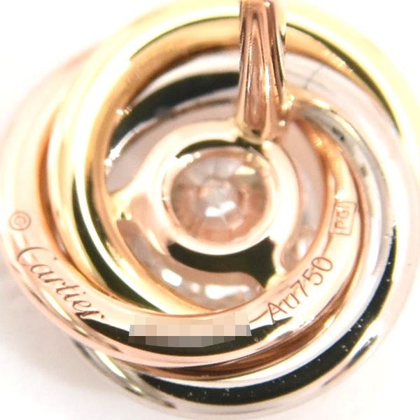 カルティエ ピアス レディース トリニティ ダイヤモンド ピアス ゴールド Cartier 750YG×WG×PG 中古