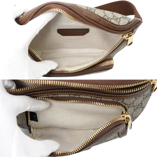 グッチ バッグ レディース メンズ ベルトバッグ インターロッキングG GGスプリーム PVC エボニー ブラウン GUCCI 682933 中古